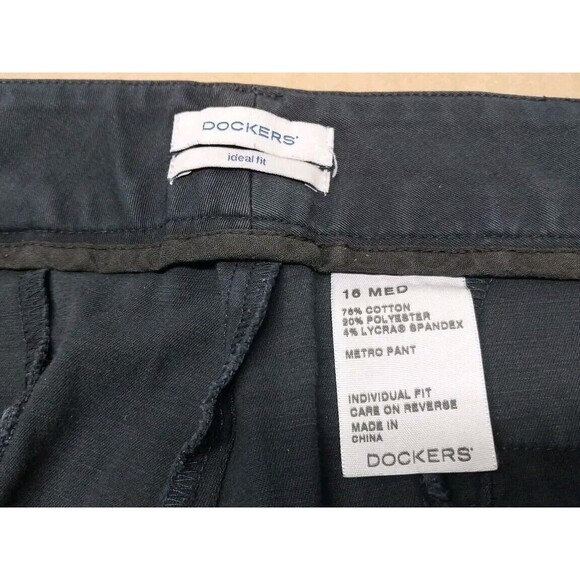 Dockers Womens 16 MED Ideal Fit Navy Blue Pants Chinos Twill Khaki Mom Comfy - Picture 3 of 13